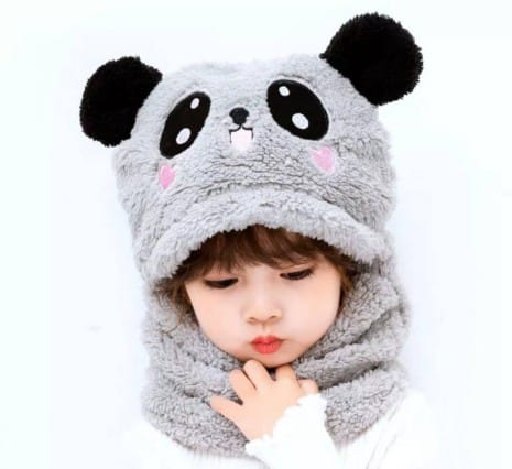 kids beanie wool cap with neck warmar