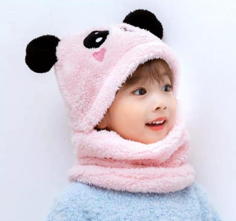 kids beanie wool cap with neck warmar