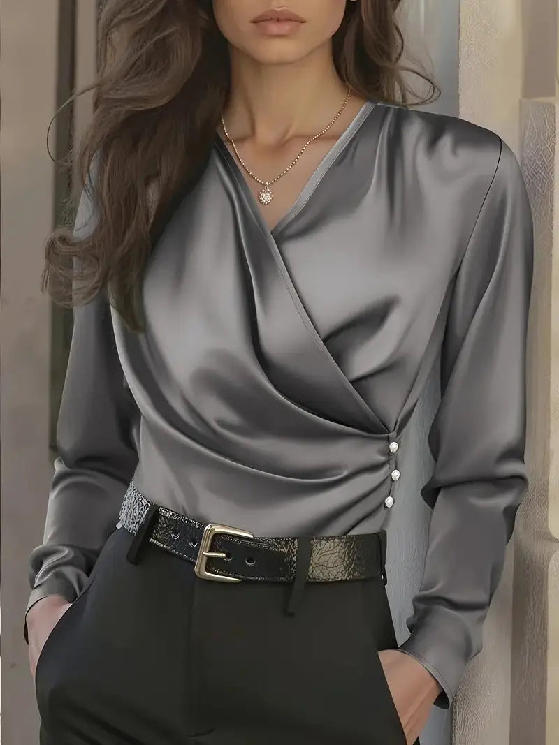 Luxury V-neck Slim Fit Ins Style Versatile Shirt Dream World