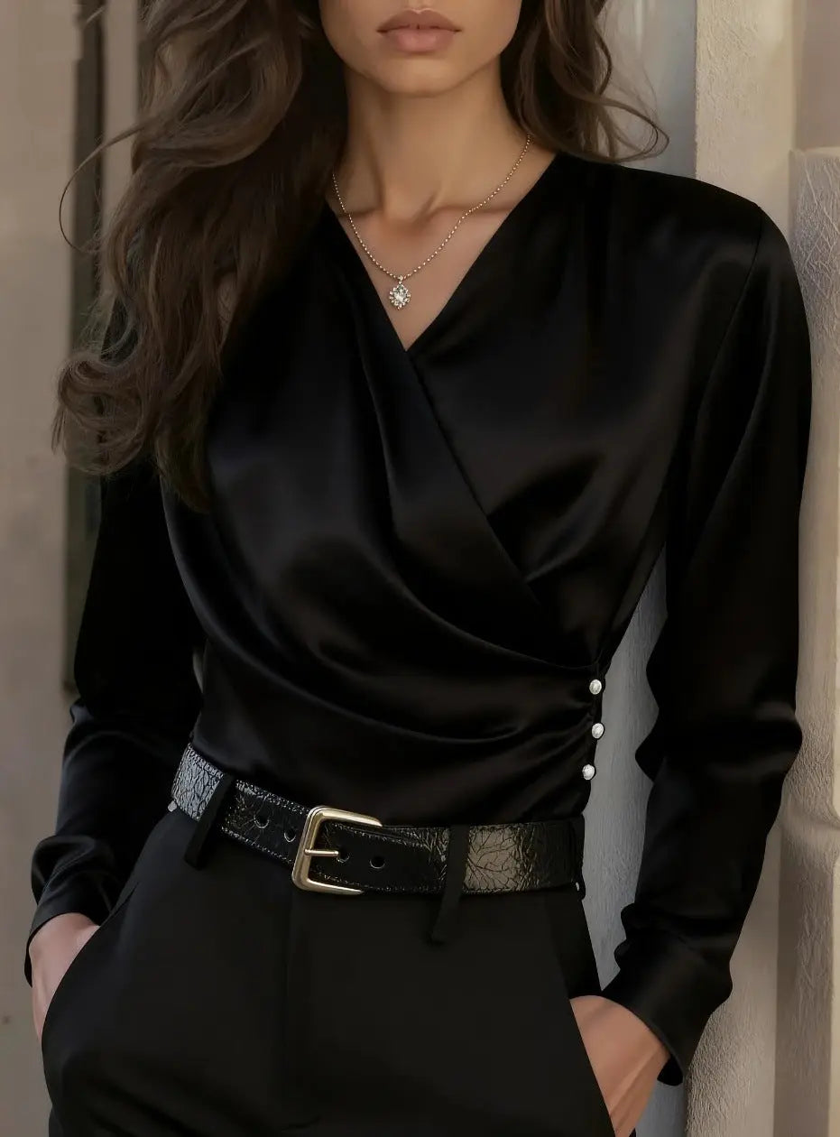 Luxury V-neck Slim Fit Ins Style Versatile Shirt Dream World
